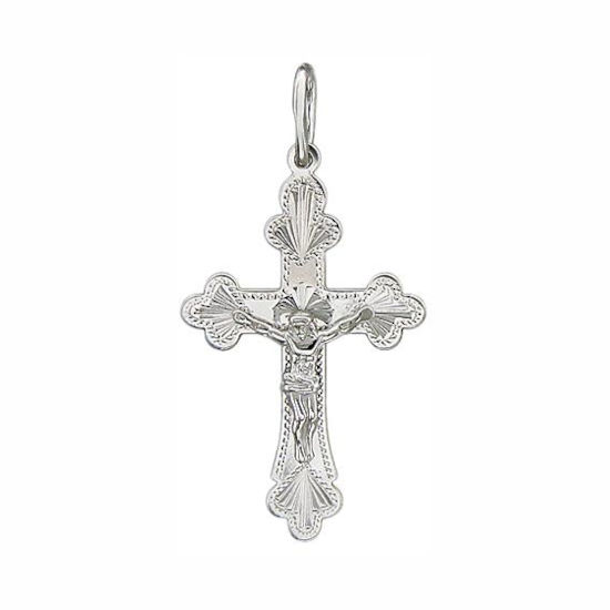 Крест нательный из белого золота 585 пробы без вставок 01Р720526