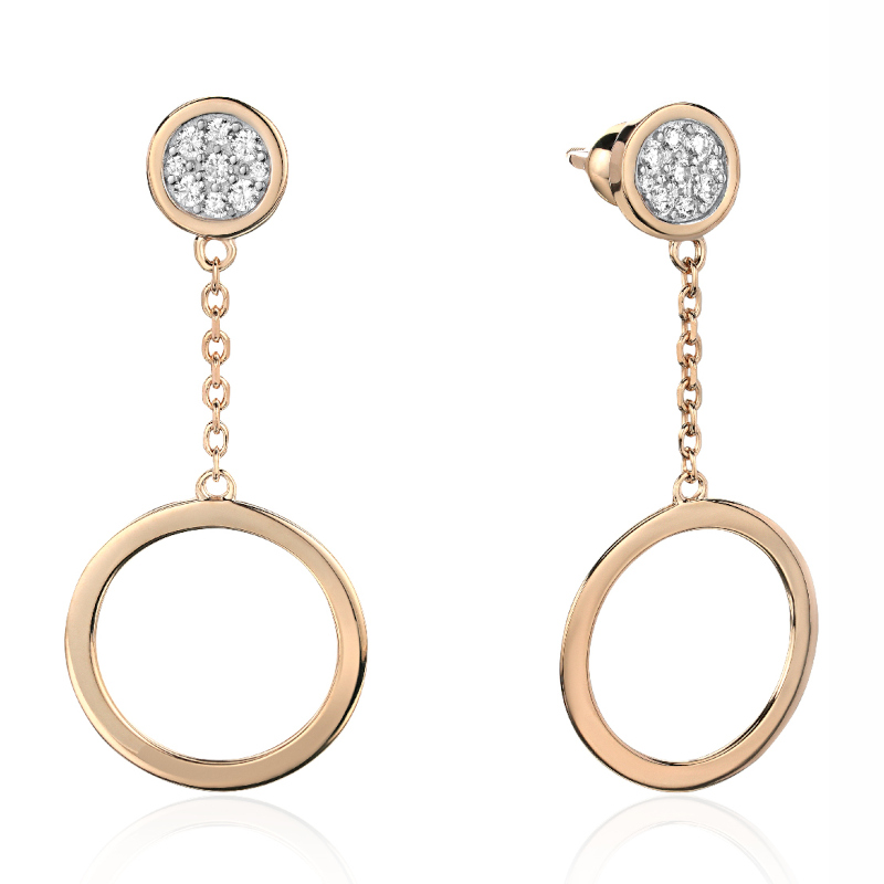 Серьги из красного золота 585 пробы с фианитами 01С1114227Р