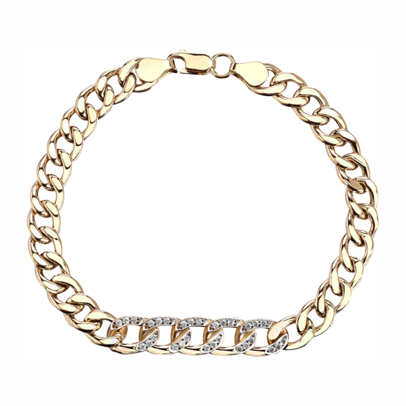 Браслет из желтого золота 585 пробы с фианитами 01Б133291