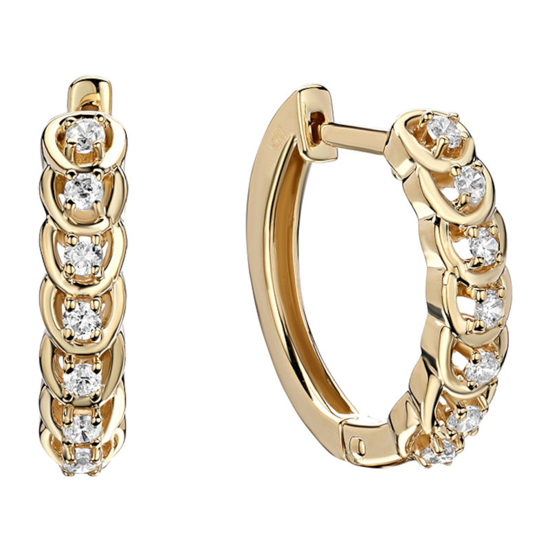 Серьги из желтого золота 585 пробы с фианитами 01С135582