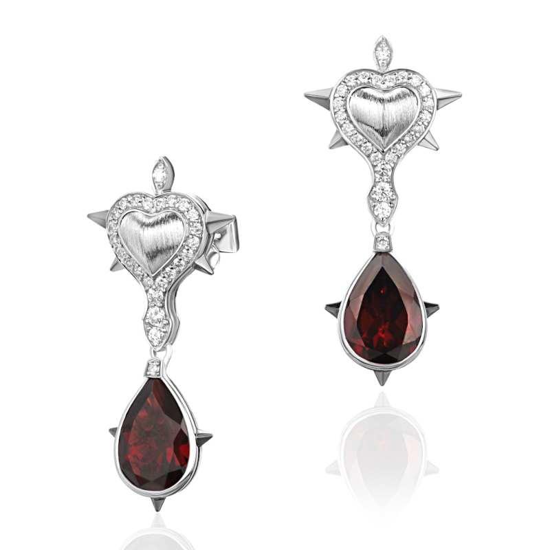 Серьги из белого золота 585 пробы 01С6215827ЧР-1
