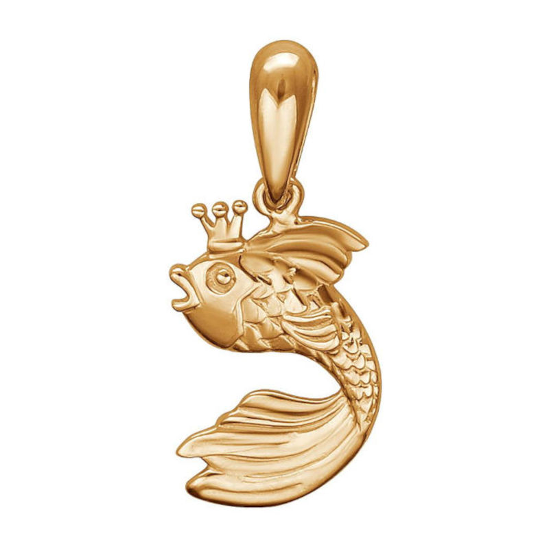 Подвеска "Золотая рыбка" из красного золота 585 пробы без вставок 01П013606