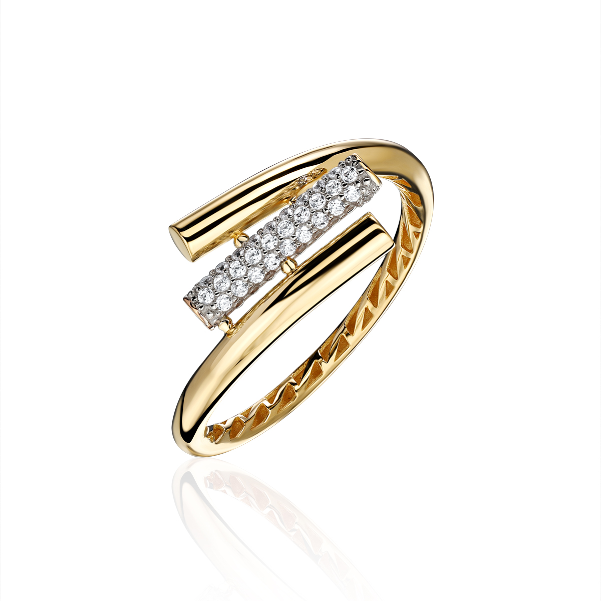 Кольцо из желтого золота 585 пробы с фианитами 01К1316754Р