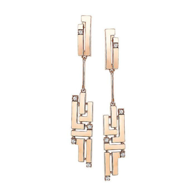 Серьги из красного золота 585 пробы с фианитами 01С1110173