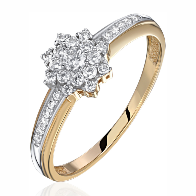 Кольцо из желтого золота 585 пробы c фианитами 01К1315637Р