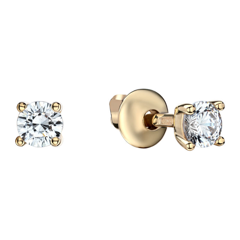 Серьги из желтого золота 585 пробы с фианитами 01С139306