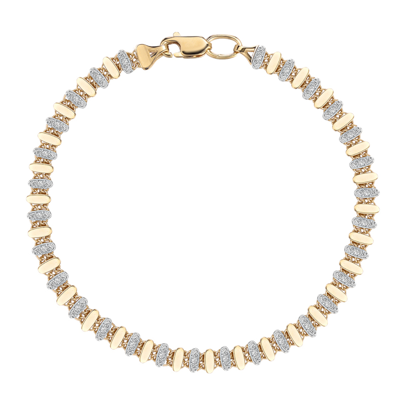 Браслет из желтого золота 585 пробы с фианитами 01Б133549Р