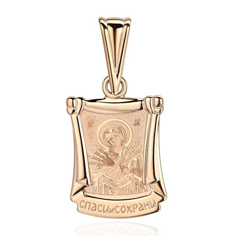 Нательная икона из красного золота 375 пробы без вставок 01П010953S
