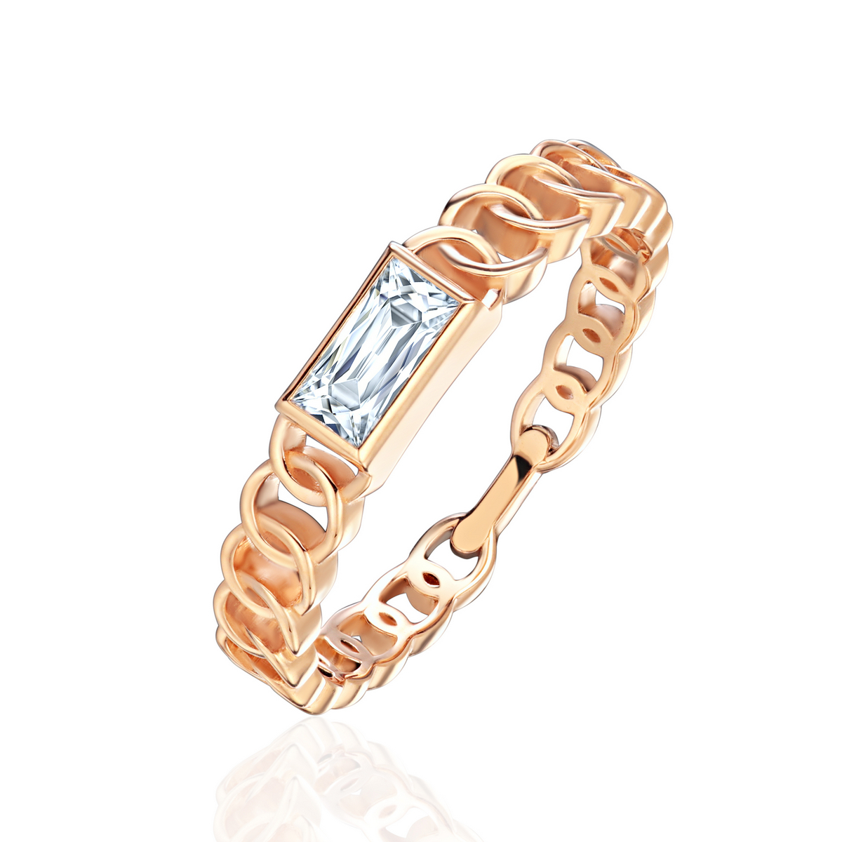 Кольцо из красного золота 585 пробы с фианитом 01К1115685