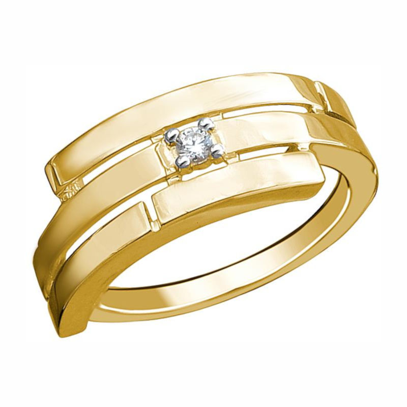 Кольцо из желтого золота 585 пробы с фианитом 01К1312939