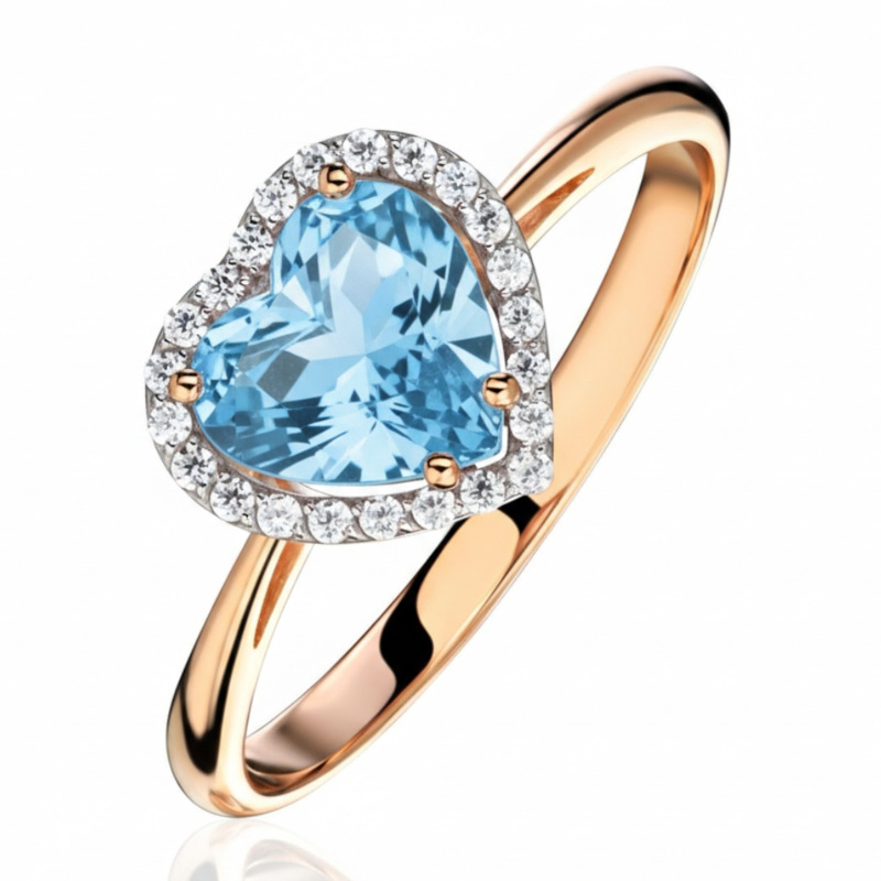 Кольцо из красного золота 585 пробы с топазом и фианитами 01К3116443Р-1