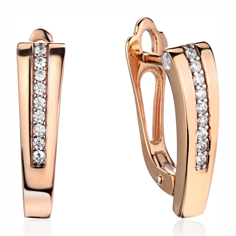 Серьги из красного золота 585 пробы с фианитами 01С1114872Р