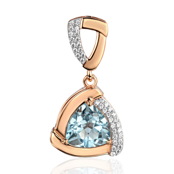 Подвеска из красного золота 585 пробы с топазом и фианитами 01П3116611Р-1