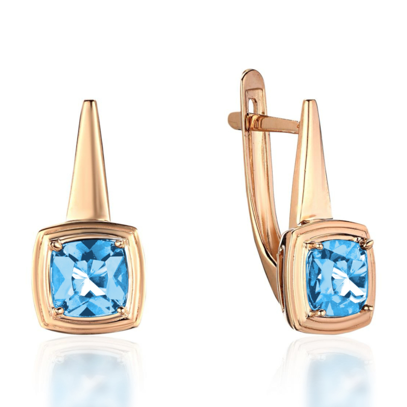 Серьги из красного золота 585 пробы с топазами 01С3115464-1