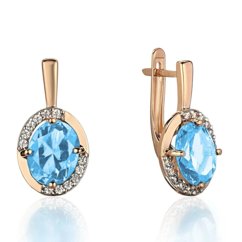 Серьги из красного золота 586 пробы с топазами и фианитами 01С3115469Р-1
