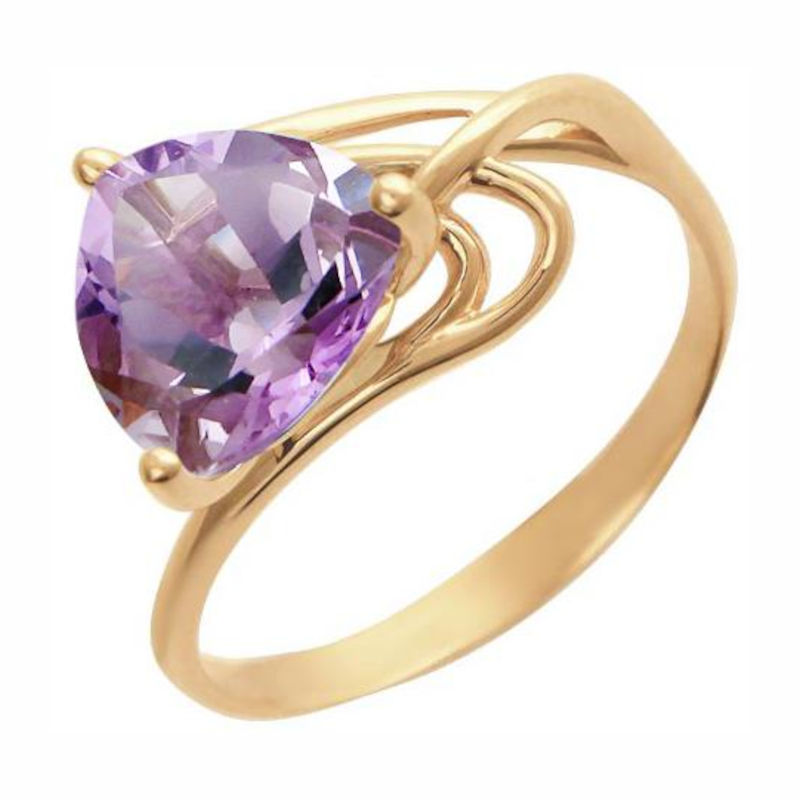 Кольцо из красного золота 585 пробы с аметистом 12К315127-3