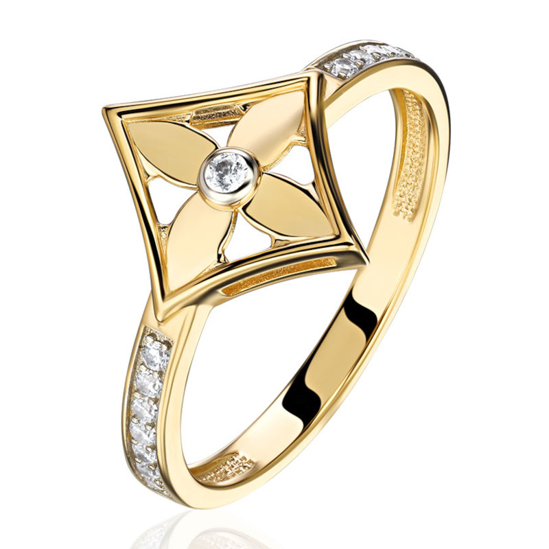 Кольцо из желтого золота 585 пробы с фианитами 01К1316671Р