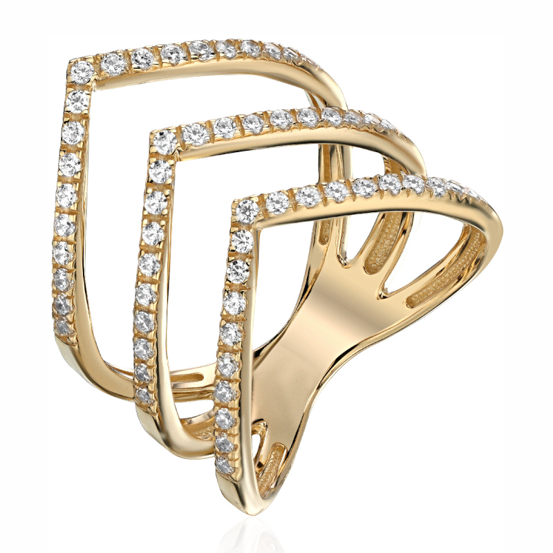 Кольцо из желтого золота 585 пробы с фианитами 01К1314438