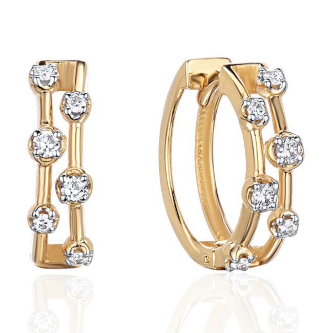 Серьги из желтого золота 585 пробы с бриллиантами 01С6315729Р