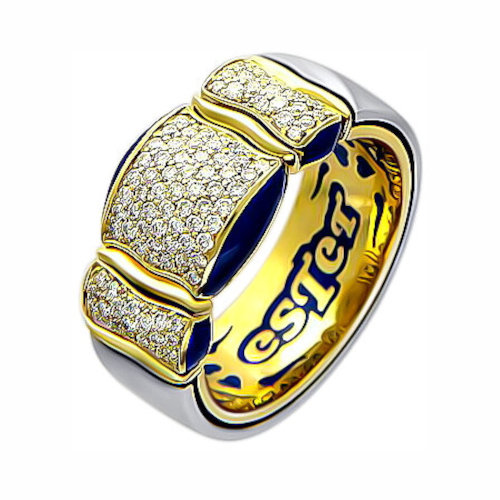 Кольцо из комбинированного золота 750 пробы с бриллиантом и эмалью 01К684711Э Кольцо из комбинированного золота 750 пробы с бриллиантом и эмалью 01К684711Э