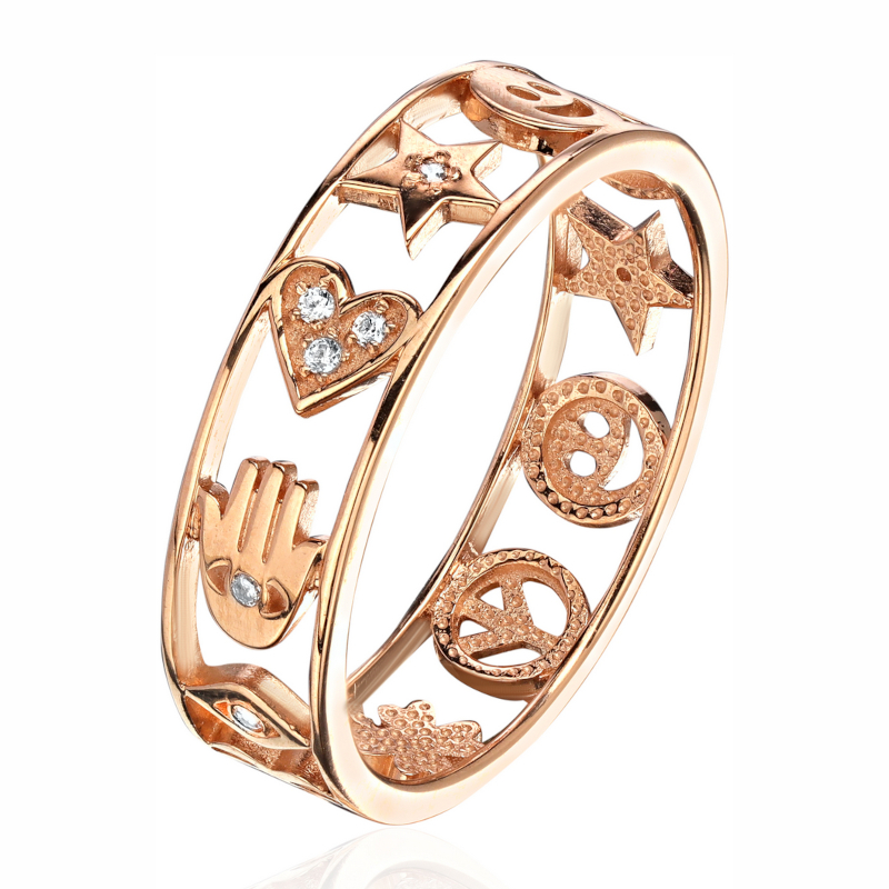 Кольцо из красного золота 585 пробы с фианитами 01К1115822