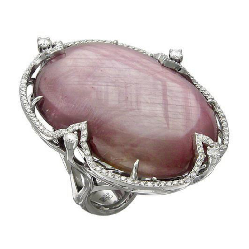 Кольцо из белого золота 585 пробы с сапфиром и бриллиантами 01К627153-1 Кольцо из белого золота 585 пробы с сапфиром и бриллиантами 01К627153-1