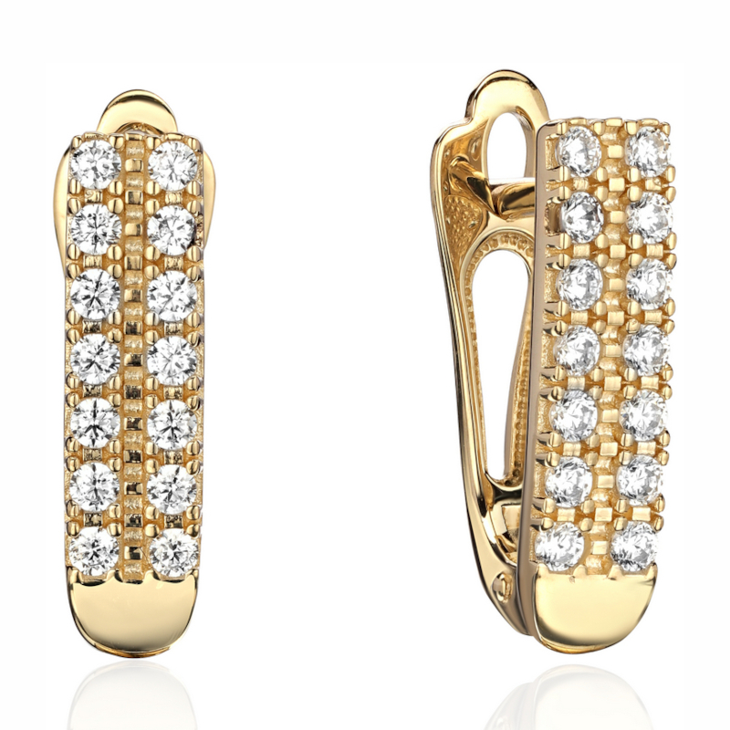 Серьги из желтого золота 585 пробы с фианитами 01С1314584 Серьги из желтого золота 585 пробы с фианитами 01С1314584