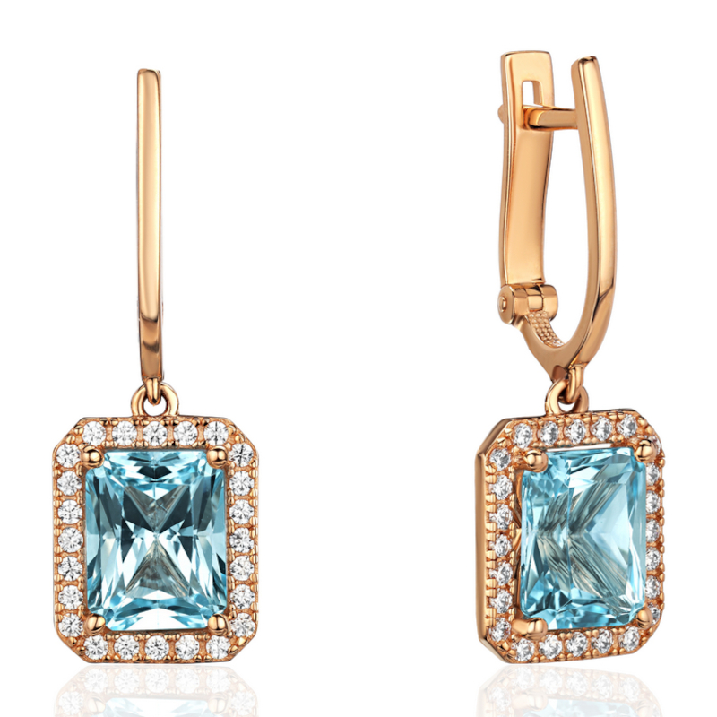 Серьги из красного золота 585 пробы с топазами и фианитами 01С3115408-1