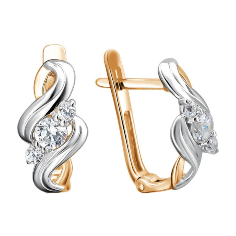 Серьги из красного золота 585 пробы с фианитами 01С1112307Р