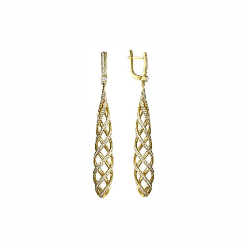 Серьги из желтого золота 750 пробы с бриллиантами 01С646490