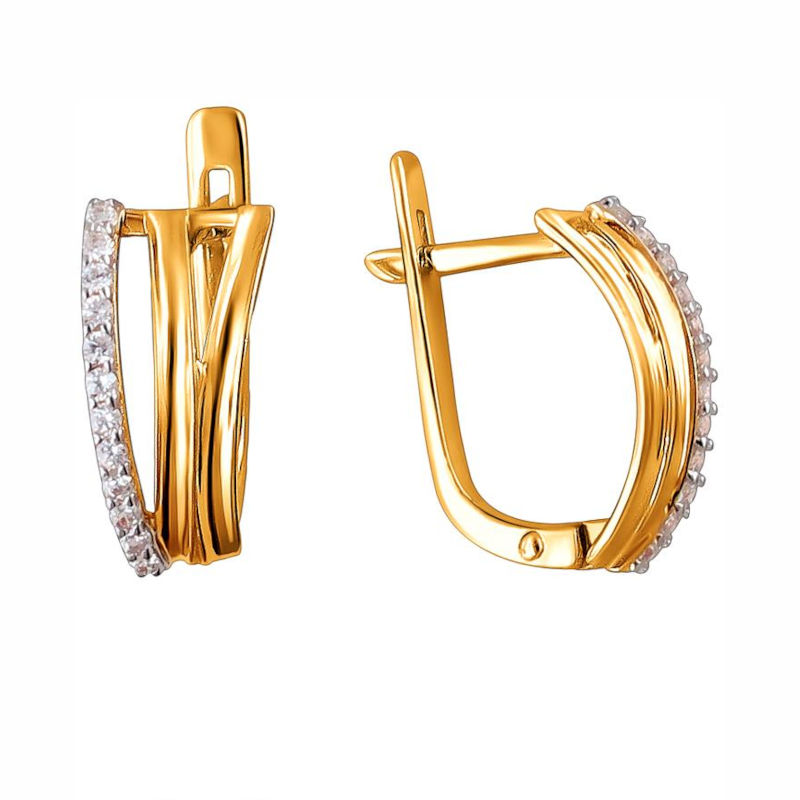 Серьги из красного золота 585 пробы с фианитами 01С1110961