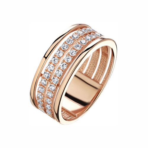 Кольцо из красного золота 585 пробы с фианитами 01К1114850