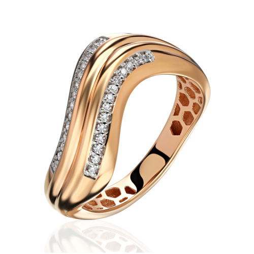 Кольцо из красного золота 585 пробы с фианитами 01К1116852Р