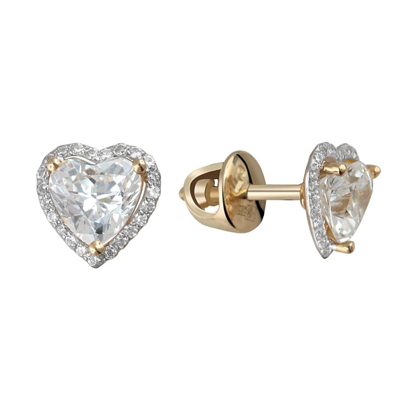 Серьги из желтого золота 585 пробы с фианитами 01С1311260