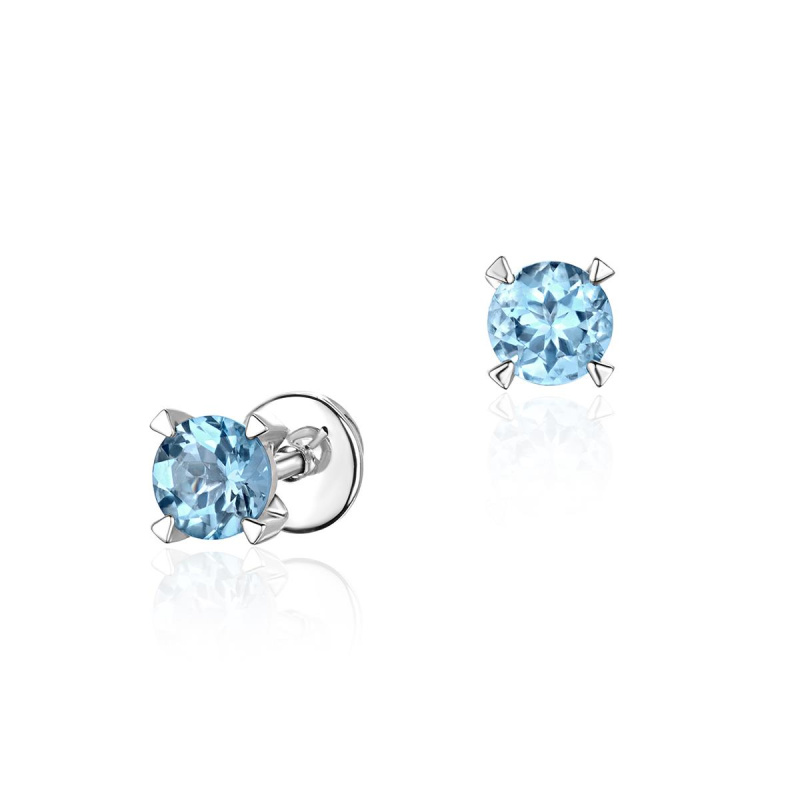 Серьги из белого золота 585 пробы с аквамаринами 01С3213446-9