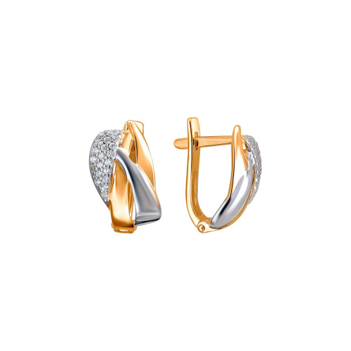 Серьги из красного золота 585 пробы с фианитами 01С1112586Р