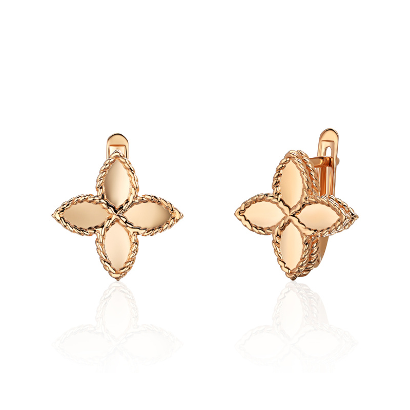Серьги из красного золота 585 пробы без вставок 01С0115578