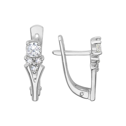 Серьги из белого золота 585 пробы с фианитами 01С125863