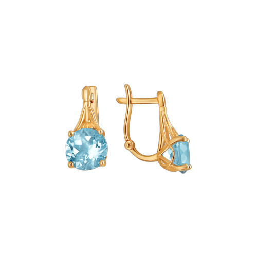 Серьги из красного золота 585 пробы с топазами 01С3112702-1