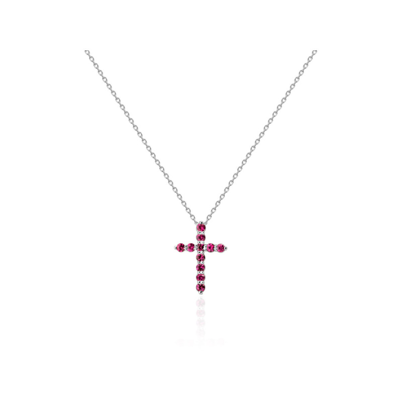 Колье из белого золота 585 пробы с рубинами 01Л520993-2