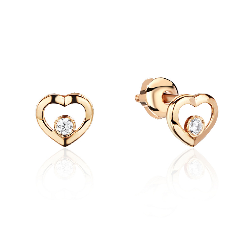 Серьги из красного золота 585 пробы с фианитами 01С1115099