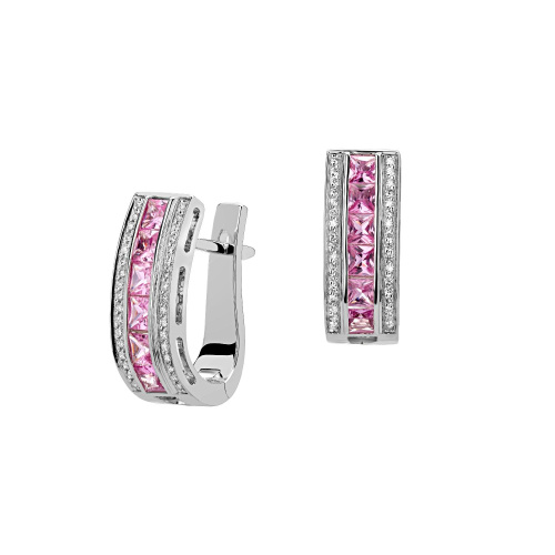 Серьги из белого золота 585 пробы с сапфирами и бриллиантами 01С6212974-6