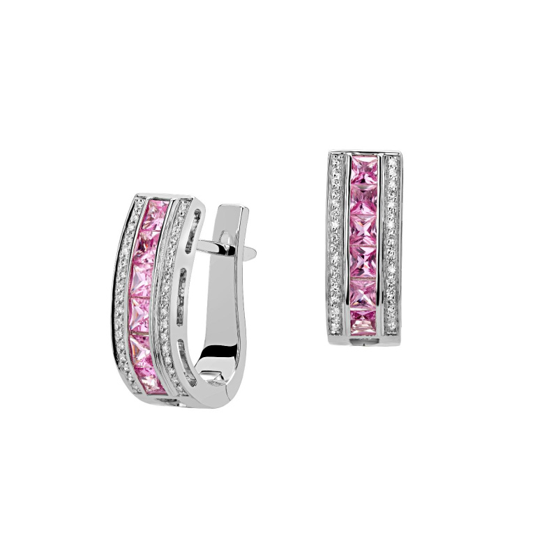 Серьги из белого золота 585 пробы с сапфирами и бриллиантами 01С6211874-6