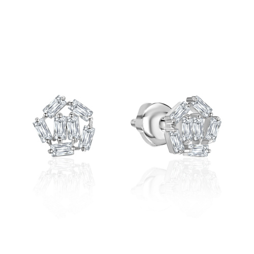Серьги из белого золота 585 пробы с фианитами 01С1215980
