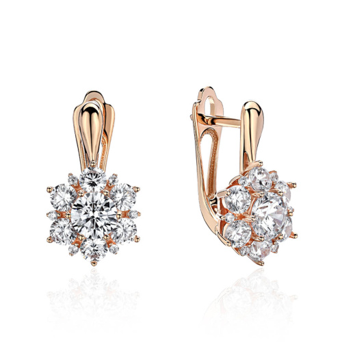 Серьги из красного золота 585 пробы с фианитами 01С1113915