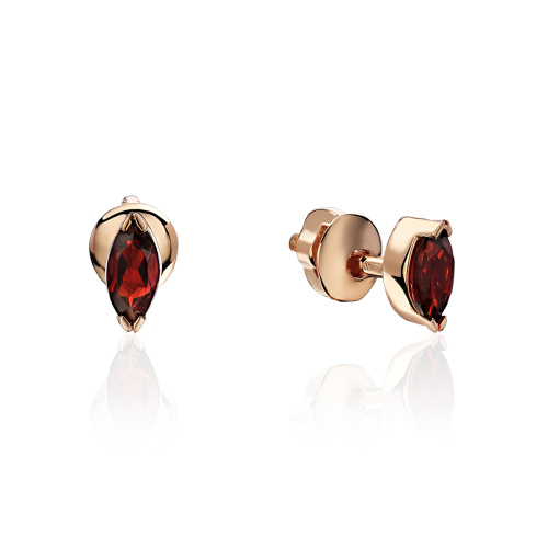 Серьги из красного золота 585 пробы с гранатом 01С3113961-3 Серьги из красного золота 585 пробы с гранатом 01С3113961-3