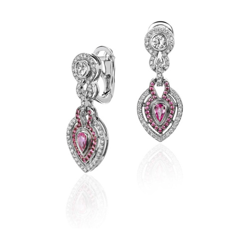 Серьги из белого золота 585 пробы с бриллиантами и сапфирами 01С6213679-2