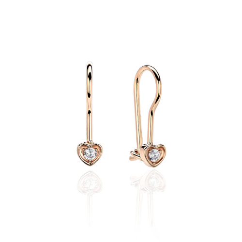 Серьги из красного золота 585 пробы с фианитами 01С116579