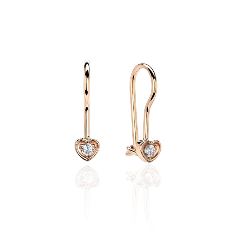 Серьги из красного золота 585 пробы с фианитами 01С116469