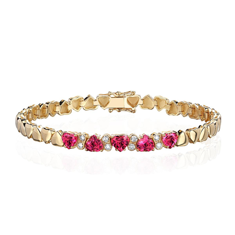 Браслет из желтого золота 585 пробы с турмалинами и бриллиантами 01Б6328921-2